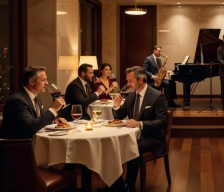 Goście restauracji Wonderstar s. r. o. podczas jazzowego wieczoru z kolacją degustacyjną