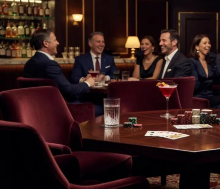 Stół pokerowy przygotowany na rekreacyjny wieczór w restauracji